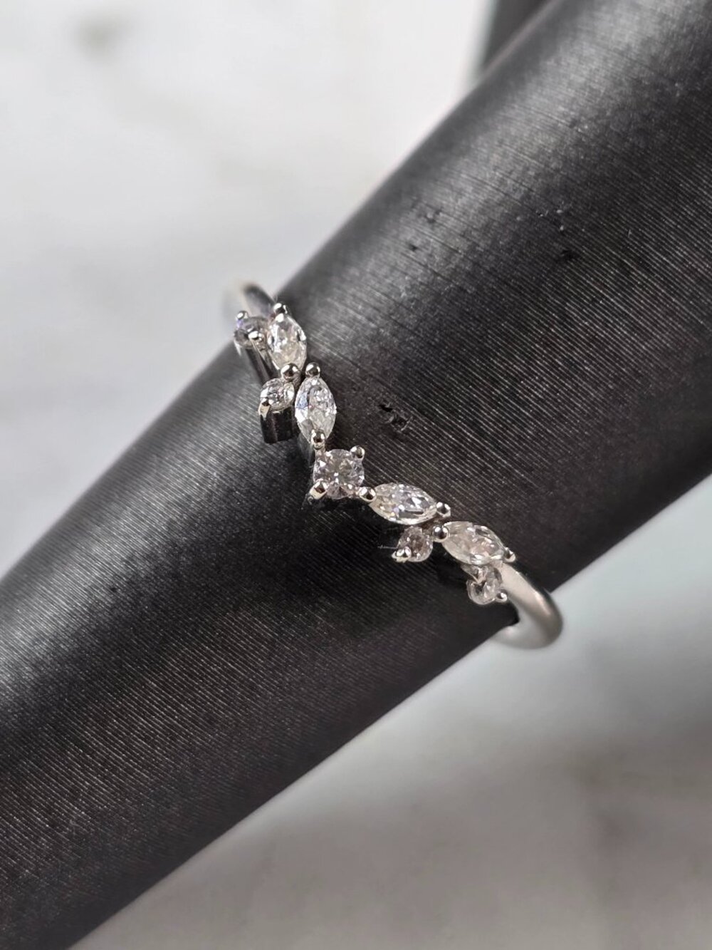 Womens Vintage Estate 14k White Gold Diamond Ring 1.9g E1189